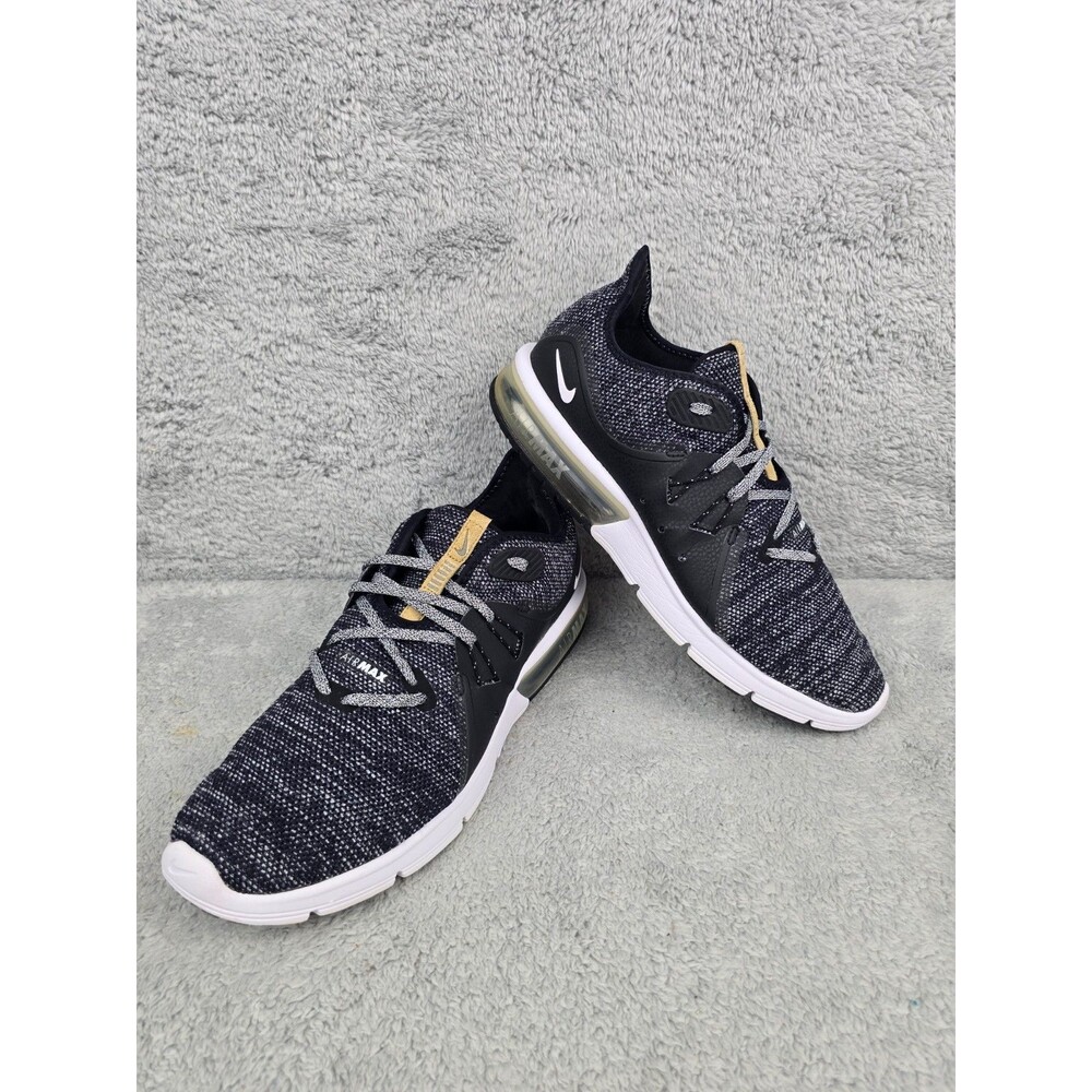 Nike Air Max Sequent 3 Black Gray White Running Athletic Shoes - Men's Size 11.5